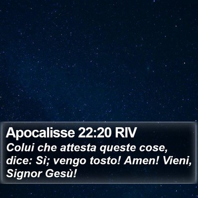 Apocalisse 22:20 RIV Bible Verse Image