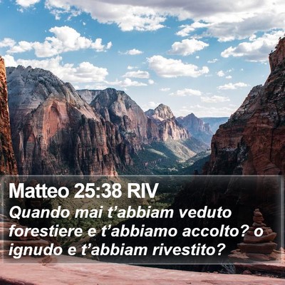 Matteo 25:38 RIV Bible Verse Image