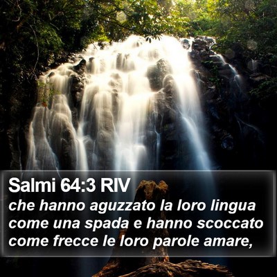 Salmi 64:3 RIV Bible Verse Image