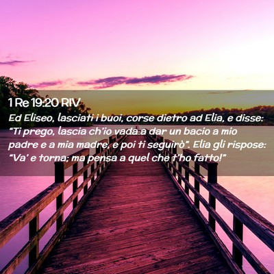 Picture 02 - 1 Re 19:20 RIV - Ed Eliseo, lasciati i buoi, corse dietro ad Elia, - Bible Verse Picture