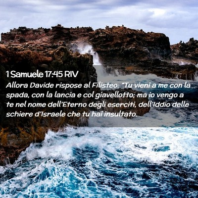 Picture 02 - 1 Samuele 17:45 RIV - Allora Davide rispose al Filisteo: “Tu vieni a - Bible Verse Picture