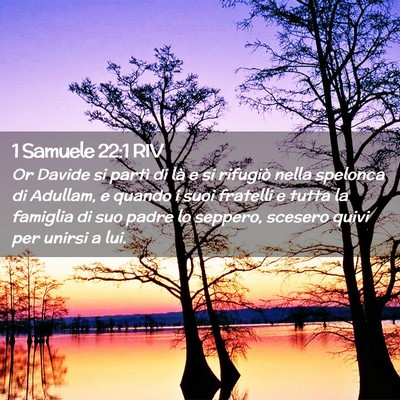 Picture 02 - 1 Samuele 22:1 RIV - Or Davide si partì di là e si rifugiò nella - Bible Verse Picture