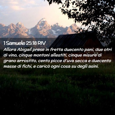 Picture 02 - 1 Samuele 25:18 RIV - Allora Abigail prese in fretta duecento pani, due - Bible Verse Picture