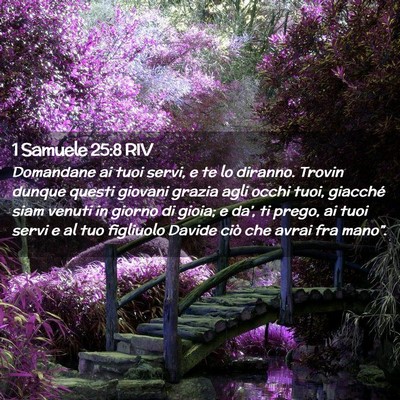 Picture 02 - 1 Samuele 25:8 RIV - Domandane ai tuoi servi, e te lo diranno. Trovin - Bible Verse Picture