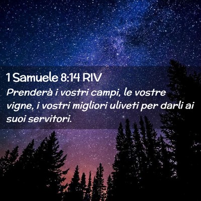 Picture 02 - 1 Samuele 8:14 RIV - Prenderà i vostri campi, le vostre vigne, i - Bible Verse Picture