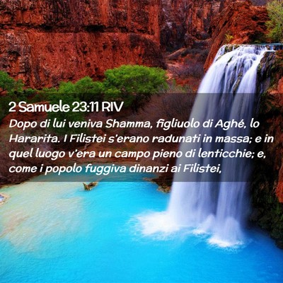 Picture 02 - 2 Samuele 23:11 RIV - Dopo di lui veniva Shamma, figliuolo di Aghé, lo - Bible Verse Picture