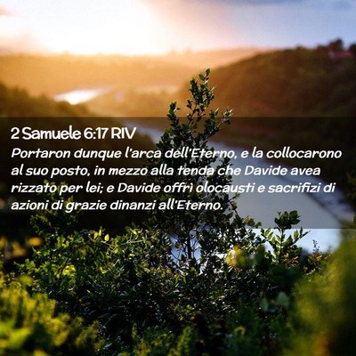 Picture 02 - 2 Samuele 6:17 RIV - Portaron dunque l’arca dell’Eterno, e la - Bible Verse Picture