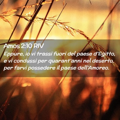 Picture 02 - Amos 2:10 RIV - Eppure, io vi trassi fuori del paese d’Egitto, - Bible Verse Picture
