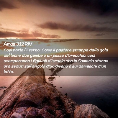 Picture 02 - Amos 3:12 RIV - Così parla l’Eterno: Come il pastore strappa - Bible Verse Picture