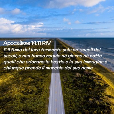 Picture 02 - Apocalisse 14:11 RIV - E il fumo del loro tormento sale ne’ secoli dei - Bible Verse Picture