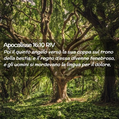 Picture 02 - Apocalisse 16:10 RIV - Poi il quinto angelo versò la sua coppa sul - Bible Verse Picture