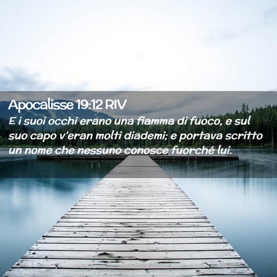 Picture 02 - Apocalisse 19:12 RIV - E i suoi occhi erano una fiamma di fuoco, e sul - Bible Verse Picture