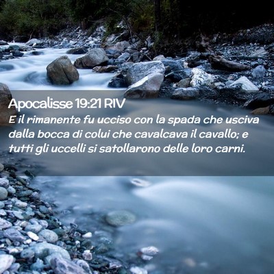 Picture 02 - Apocalisse 19:21 RIV - E il rimanente fu ucciso con la spada che usciva - Bible Verse Picture