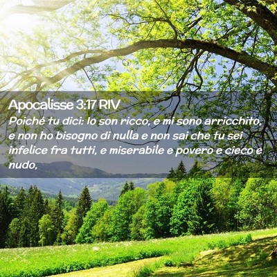 Picture 02 - Apocalisse 3:17 RIV - Poiché tu dici: Io son ricco, e mi sono - Bible Verse Picture