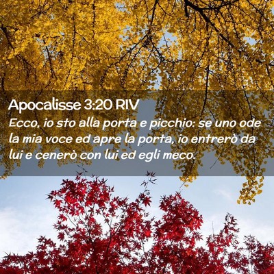 Picture 02 - Apocalisse 3:20 RIV - Ecco, io sto alla porta e picchio: se uno ode la - Bible Verse Picture