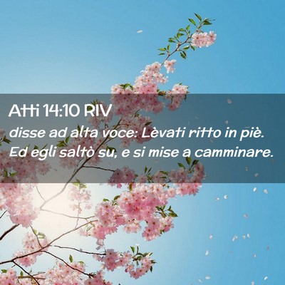 Picture 02 - Atti 14:10 RIV - disse ad alta voce: Lèvati ritto in piè. Ed - Bible Verse Picture