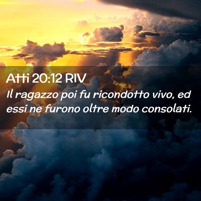 Picture 02 - Atti 20:12 RIV - Il ragazzo poi fu ricondotto vivo, ed essi ne - Bible Verse Picture