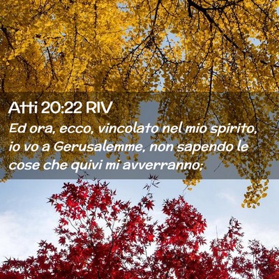 Picture 02 - Atti 20:22 RIV - Ed ora, ecco, vincolato nel mio spirito, io vo a - Bible Verse Picture