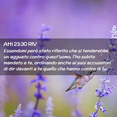 Picture 02 - Atti 23:30 RIV - Essendomi però stato riferito che si tenderebbe - Bible Verse Picture