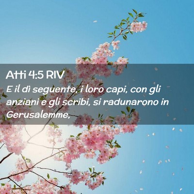 Picture 02 - Atti 4:5 RIV - E il dì seguente, i loro capi, con gli anziani e - Bible Verse Picture