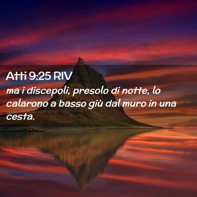 Picture 02 - Atti 9:25 RIV - ma i discepoli, presolo di notte, lo calarono a - Bible Verse Picture