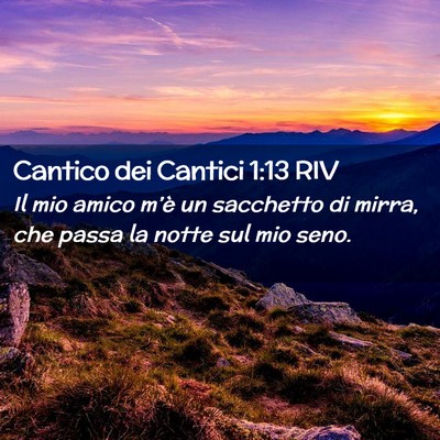 Picture 02 - Cantico dei Cantici 1:13 RIV - Il mio amico m’è un sacchetto di mirra, che - Bible Verse Picture