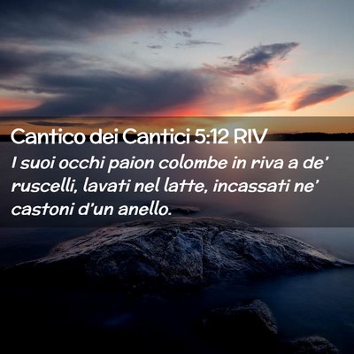 Picture 02 - Cantico dei Cantici 5:12 RIV - I suoi occhi paion colombe in riva a de’ - Bible Verse Picture