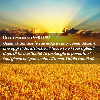 Picture 02 - Deuteronomio 4:40 RIV - Osserva dunque le sue leggi e i suoi comandamenti - Bible Verse Picture