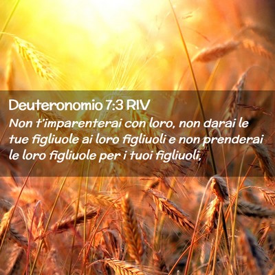 Picture 02 - Deuteronomio 7:3 RIV - Non t’imparenterai con loro, non darai le tue - Bible Verse Picture