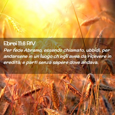 Picture 02 - Ebrei 11:8 RIV - Per fede Abramo, essendo chiamato, ubbidì, per - Bible Verse Picture