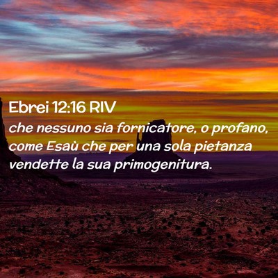Picture 02 - Ebrei 12:16 RIV - che nessuno sia fornicatore, o profano, come - Bible Verse Picture