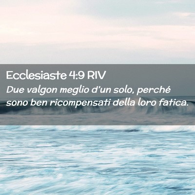 Picture 02 - Ecclesiaste 4:9 RIV - Due valgon meglio d’un solo, perché sono ben - Bible Verse Picture