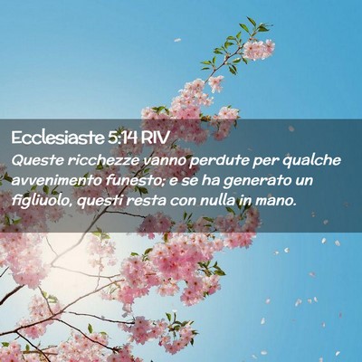 Picture 02 - Ecclesiaste 5:14 RIV - Queste ricchezze vanno perdute per qualche - Bible Verse Picture