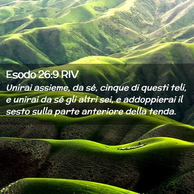 Picture 02 - Esodo 26:9 RIV - Unirai assieme, da sé, cinque di questi teli, e - Bible Verse Picture