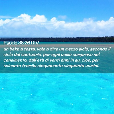 Picture 02 - Esodo 38:26 RIV - un beka a testa, vale a dire un mezzo siclo, - Bible Verse Picture