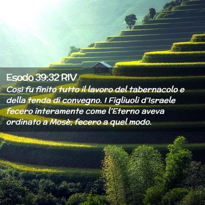 Picture 02 - Esodo 39:32 RIV - Così fu finito tutto il lavoro del tabernacolo e - Bible Verse Picture