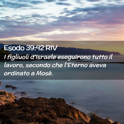 Picture 02 - Esodo 39:42 RIV - I figliuoli d’Israele eseguirono tutto il - Bible Verse Picture