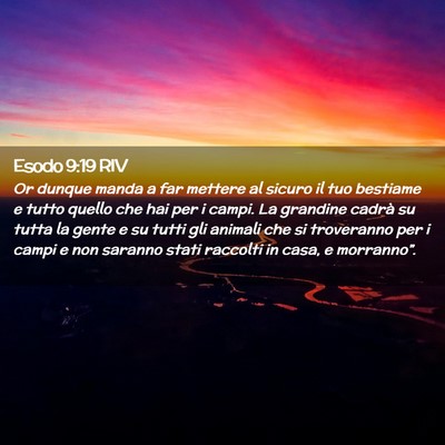 Picture 02 - Esodo 9:19 RIV - Or dunque manda a far mettere al sicuro il tuo - Bible Verse Picture