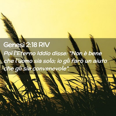 Picture 02 - Genesi 2:18 RIV - Poi l’Eterno Iddio disse: “Non è bene che - Bible Verse Picture