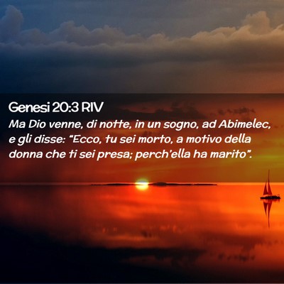 Picture 02 - Genesi 20:3 RIV - Ma Dio venne, di notte, in un sogno, ad Abimelec, - Bible Verse Picture