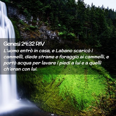 Picture 02 - Genesi 24:32 RIV - L’uomo entrò in casa, e Labano scaricò i - Bible Verse Picture