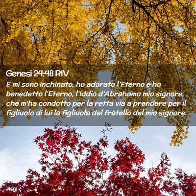 Picture 02 - Genesi 24:48 RIV - E mi sono inchinato, ho adorato l’Eterno e ho - Bible Verse Picture