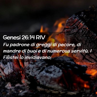 Picture 02 - Genesi 26:14 RIV - Fu padrone di greggi di pecore, di mandre di buoi - Bible Verse Picture