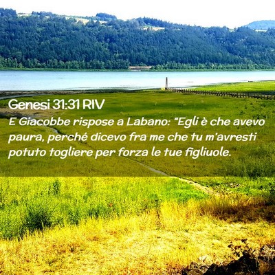 Picture 02 - Genesi 31:31 RIV - E Giacobbe rispose a Labano: “Egli è che avevo - Bible Verse Picture