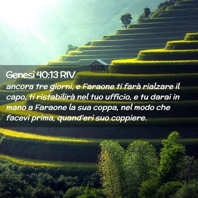 Picture 02 - Genesi 40:13 RIV - ancora tre giorni, e Faraone ti farà rialzare il - Bible Verse Picture