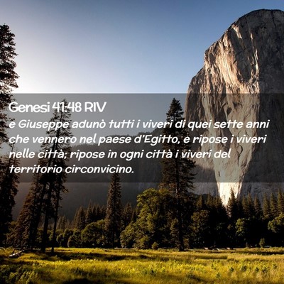 Picture 02 - Genesi 41:48 RIV - e Giuseppe adunò tutti i viveri di quei sette - Bible Verse Picture