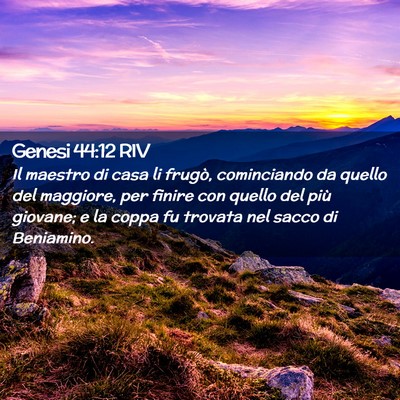 Picture 02 - Genesi 44:12 RIV - Il maestro di casa li frugò, cominciando da - Bible Verse Picture