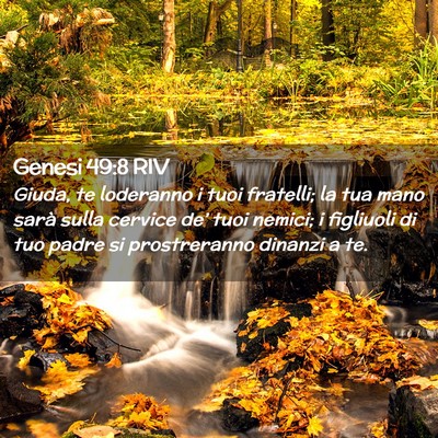 Picture 02 - Genesi 49:8 RIV - Giuda, te loderanno i tuoi fratelli; la tua mano - Bible Verse Picture