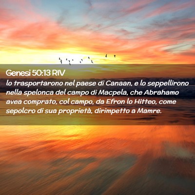 Picture 02 - Genesi 50:13 RIV - lo trasportarono nel paese di Canaan, e lo - Bible Verse Picture