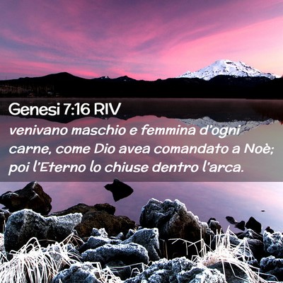 Picture 02 - Genesi 7:16 RIV - venivano maschio e femmina d’ogni carne, come - Bible Verse Picture